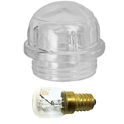 Image of SPARES2GO Screw in Lamp Bulb Lens Cover + Pygmy Light for Hotpoint Oven Cookers