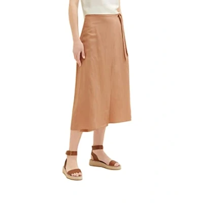 Image of TOM TAILOR Women&#039;s 1036681 Linen wrap Skirt, 31652 Muted Hazel Brown, 10
