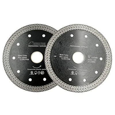 Image of SHDIATOOL Diamond Cutting Disc 2pcs 5 Inches / 125mm Saw Blade with Mesh Turbo for Porcelain Tile Ceramic Granite Marble
