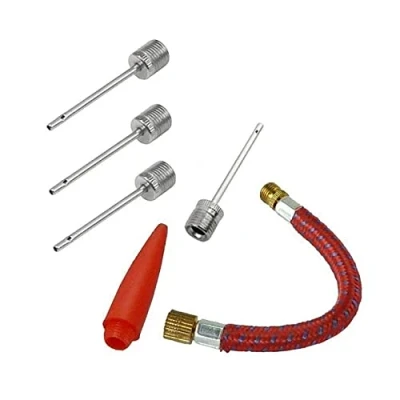Image of The Home Fusion Company 6pc Bicycle Pump Accessories Set Essentials Needles, Plastic Adapter Tube