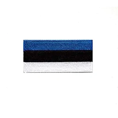 Image of Estonia National Country Flag Black Border Iron Sew on Embroidered Patch