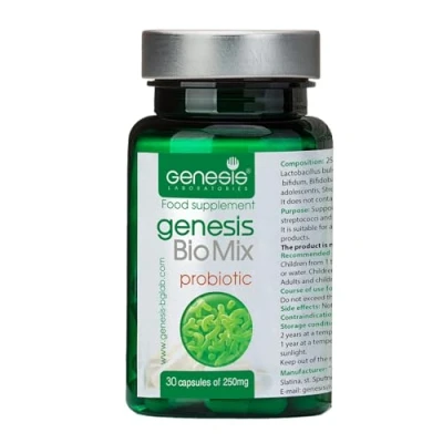 Image of Genesis Biomix Probiotic with Lactobacillus and Bifidobacterium strains 30 Capsules of 240 mg