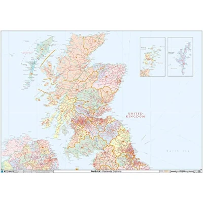 Image of Scotland Postcode District Wall Map Plastic Coated