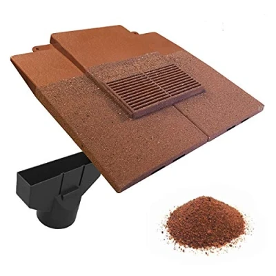 Image of Granulated Sand Red Plain in line Roof Tile Vent &amp; Pipe Adapter, Concrete Clay