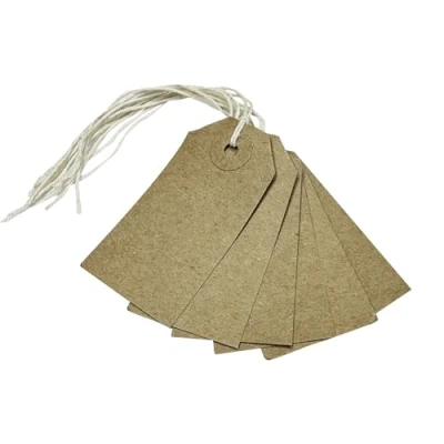 Image of Pack of 50 Brown Buff Strung Tags 54mm x 30mm