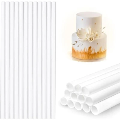 Image of 12 Pcs Cake Dowel Rods, 9.5in Plastic Reusable Support Rod, Tier Supports for Stacking and Tiered Construction Stand Sticks Supporting