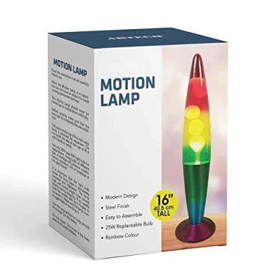 Image of ADEPTNA Premium Retro Neon Magma Lamp Lightning Effect Sensitive Rocket Design Large 16 Inch Soothing Motion Relaxation Light (Rainbow)