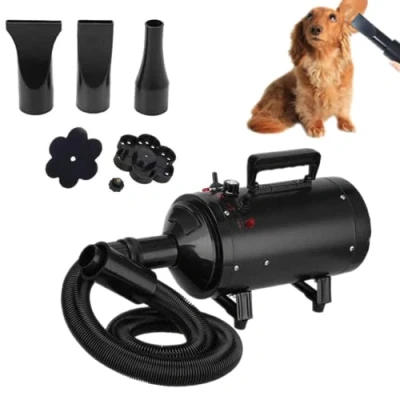 Image of QiMu 2800W Variable Speed Dog Hair Dryer Cat Pet Grooming Blaster Hairdryer Metro Blower Motorcycle Power Adjustable Temperature,3 Nozzles + Flexible Hose