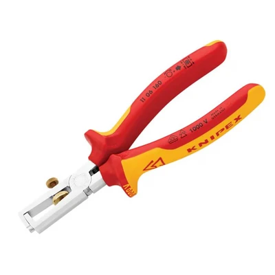Image of Knipex Insulation Stripper with opening spring, universal chrome plated, insulated multi component grips, VDE tested 160 mm (self service card/blister) 11 06 SB