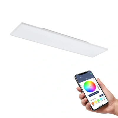 Image of Eglo Connect.Z Smart Home LED Ceiling Light Panel Turcona Z, 47 X 12 Inches, Zigbee Lighting, App and Voice Control, White Tunable Lights (Warm Cool White), RGB, Dimmable