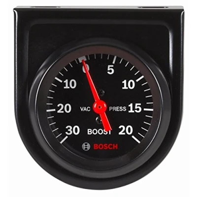 Image of Bosch SP0F000050 Style Line 2&quot; Mechanical Vacuum/Boost Gauge (Black Dial Face, Black Bezel)
