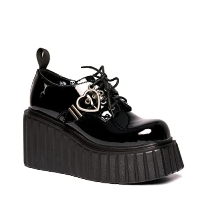 Image of LAMODA Stick to It Platform Creeper Wedges, UK 3 Black Patent