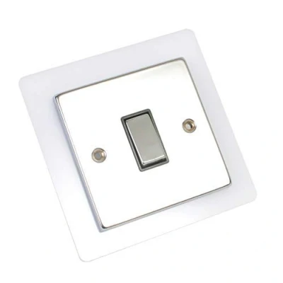 Image of Single Double Light Plug Socket Switch Surround Finger Plate Acrylic (White, Single)