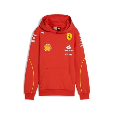 Image of PUMA Scuderia Ferrari Kids 2024 Team Hoodie Burnt Red Size: 5/6 Years