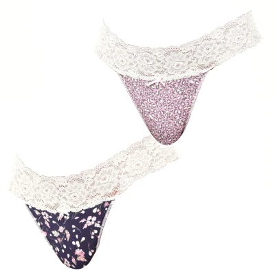 Image of Janira Womens Pack of 2 Coquettes Cotton Thongs JPT1 for women Pink Size Small/Medium
