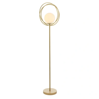 Image of Bergamo Floor Lamp Brushed Gold Paint &amp; Gloss Opal Glass