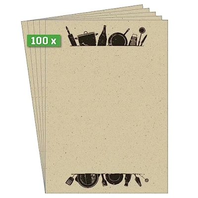 Image of SIGEL DP617 Writing paper / letter menu, A4, 100 g/m², grass paper, motiv on both sides, suitable for all printers, dark Beige/Black, sheets