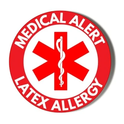 Image of Gift Insanity MEDICAL ALERT RED BACKGROUND LATEX ALLERGY 45mm Medium Badge