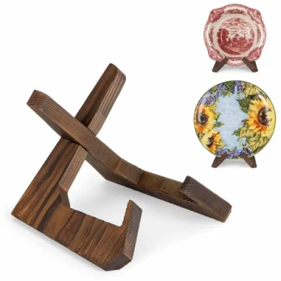 Image of ANBOXIT Bowl Stands for Display, 4,5 Inch Plate Stand, Wooden Easel Frame Holder, Display Stand Large Deep Bowls Platters and Dishes, 15,2 x 13,6 11,6cm (For under 8,9cm in Depth)