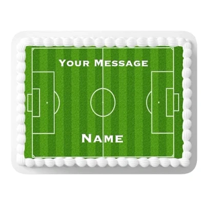 Image of Orange Trading Dartmouth LTD A4 Edible Decor Icing Sheet PERSONALISED Football Pitch Wallpaper Cake Topper Decoration Great for larger cakes