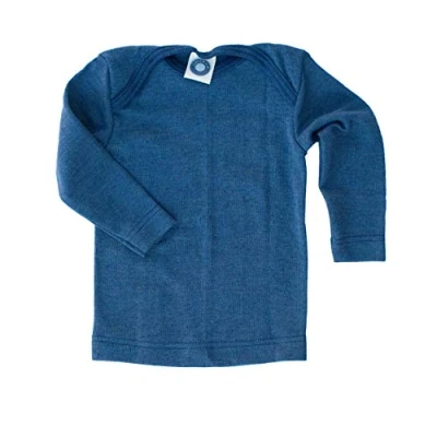 Image of Cosilana, Baby Shirt/Undershirt, 70% Organic Wool, 30% Silk (Navy, 2 3 years (Height 39 41) (98/104))