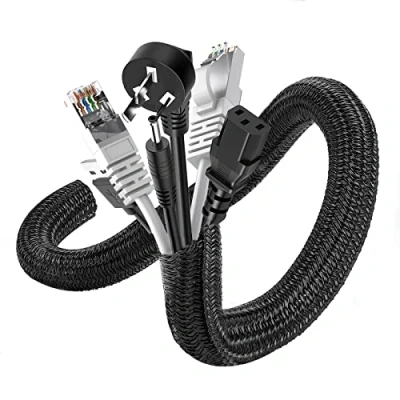 Image of Romon 6 m Cable Sleeve, 13 22 mm Can Be Cut to Size, Self Closing, Flexible Woven Sheath, Spiral Hose for TV, PC, Home Cinema, Automotive Cable, Management, Bite Resistant Dogs, Black