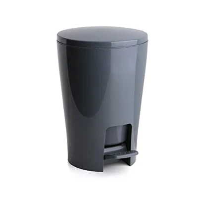 Image of Tatay Diabolo Bathroom Bin, Polypropylene, Grey, One Size