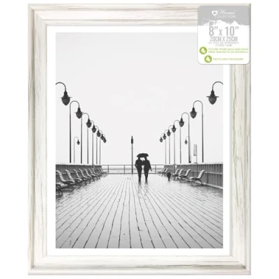 Image of Design Group White Solitaire Shabby Chic Distressed Wood Styrene Photo Frames 8x10