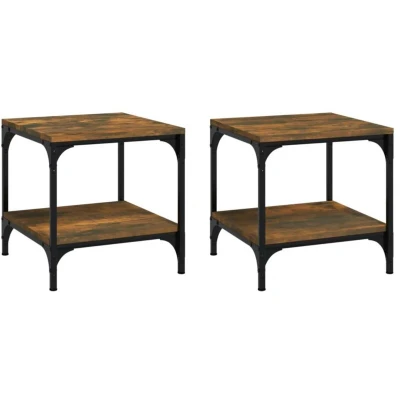 Image of vidaXL Side Tables 2 pcs Smoked Oak 40x40x40 cm Engineered Wood