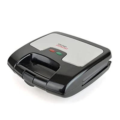 Image of KitchenPerfected 2 Slice Sandwich &amp; Omelette Maker Non Stick Portable E2615BK Black Steel