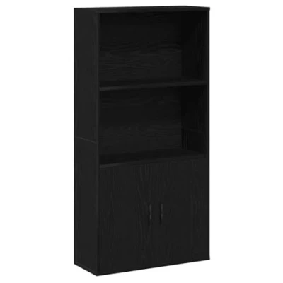 Image of vidaXL Black Oak Bookcase/Bookshelf Engineered Wood, 60x24x120cm, 2 Shelves, Modern Stylish Display Unit For Office/Living Room/Bedroom