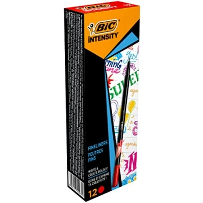Image of Bic Intensity Fineliner Fine In Red â“ Versatile Pack Of 12