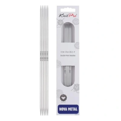Image of KnitPro KP10119 20 cm x 3 mm Nova Double Pointed Needles, Silver