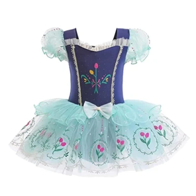 Image of Lito Angels Ice Princess Anna Ballerina Costume Ballet Leotard with Tutu Dress for Kids Girls, Fancy Dance Wear Outfit Age 3 4 Years (Tag Number 110)