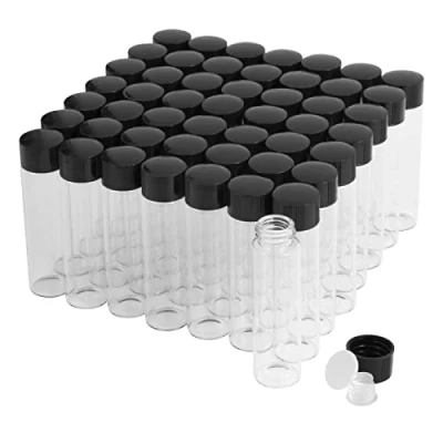 Image of 20ml Clear Glass Vials with Screw Caps and Plastic Stoppers, Small Liquid Sample Vial, Leak Proof 50PCS
