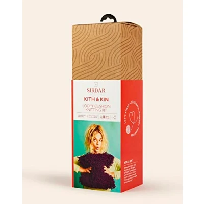 Image of Sirdar Kith &amp; Kin, Loopy Cushion (Purple) Knitting Kit