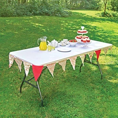 Image of HomeZone Heavy Duty 6ft White Folding Trestle Table Outdoor Indoor Dining Display Catering Garden Party Entertaining Picnic Patio Furniture 1.8m Foldable Portable Camping Seats Up To 6