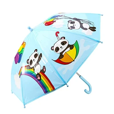 Image of Hartom Childrens Unisex Cute POE Blue Rainbow Panda, Lightweight Umbrella.