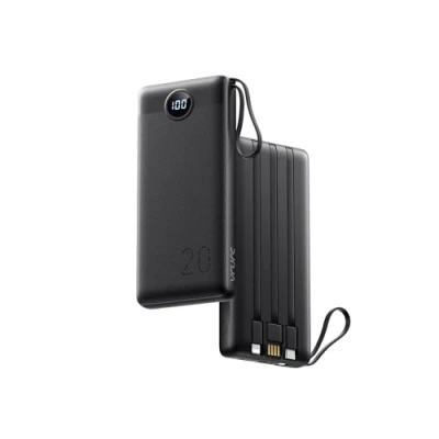 Image of VRURC Portable Charger with Built in Fast Charging Cables,20000mAh Power Bank PD 18W QC 3.0 Quick Charge USB C Battery Pack 5 Outputs &amp; 2 Inputs Compatible Smart phones