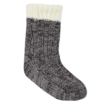 Image of Sock Stack Childrens Chunky Lounge Gripper Socks Kids Boys Non Slip Slipper Warm Winter Thermal With Sherpa Lining, Grey 4 6