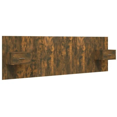 Image of Bed Headboard with Cabinets Smoked Oak Engineered Wood Vidaxl