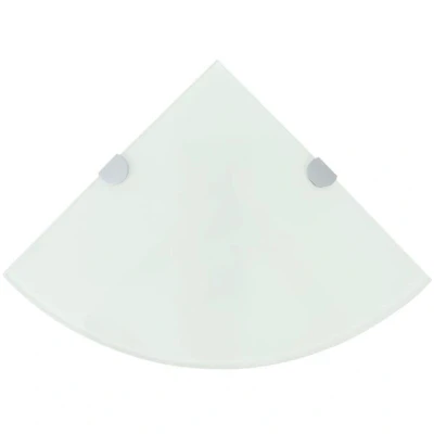 Image of vidaXL Corner Floating Shelf Durable 8mm Tempered Glass White, Size 35x35cm, Versatile Use, Includes Mounting Accessories