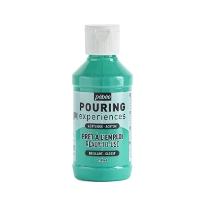Image of Pebeo Pouring Experiences Ready to Use Premixed Acrylic Paint Ideal for Fluid Art, Blue Green, 118 ml