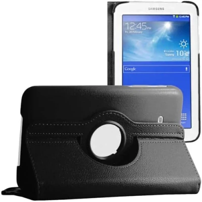 Image of ebestStar compatible with Samsung Galaxy Tab 3 Lite 7.0 Rotating Case SM T110, VE T113 PU Leather Protective Cover, 360 Degree Stand, Black
