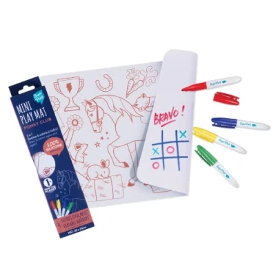Image of SUPER PETIT Educational Game Pony Coloring Reversible Comes with 4 erasable Felt tip pens Easy to Clean Reusable Anti Bacterial from 3 Years 30 x 20 cm