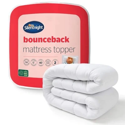 Image of Silentnight Bounceback Topper Sleep Support Mattress Luxury Soft Cosy Machine Washable Bed Toppers Covers Pad,White,King