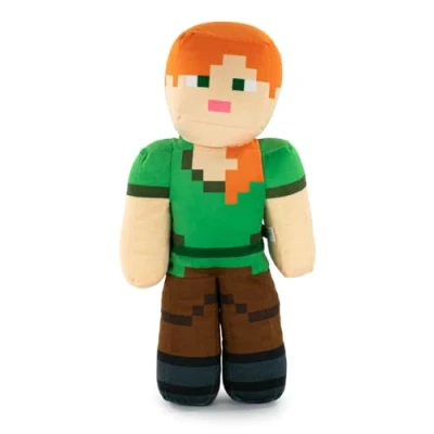 Image of Plush Minecraft Video Game Characters Enderman, Camel, Ocelot, Pig, Steve, Alex, Creeper, Wolf Sizes according to Model Super Soft Quality (Alex)