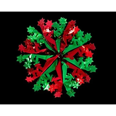 Image of Foil Garland Snowflake Star Christmas Hanging Decoration Wall Ceiling Xmas Deco (Dark Green &amp; Red)
