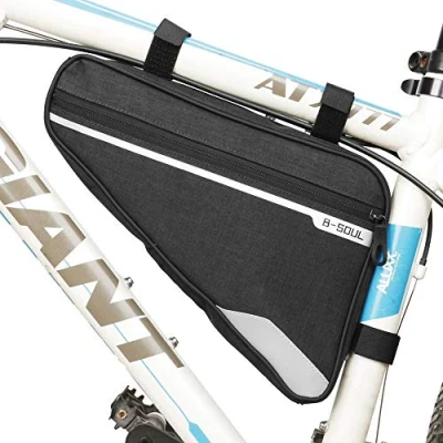 Image of VOANZO Bike Storage Frame Bag, Waterproof Bicycle Triangle Bag Big Capacity Saddle for Road Mountain Cycling 290 x 200 50 mm (Black)