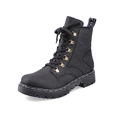 Image of Rieker Women Ankle Boots Y2422, Ladies Lace up Boot,Boot,Half Boot,lace Bootie,Transition Shoe,Black (Schwarz / 00),39 EU 6 UK